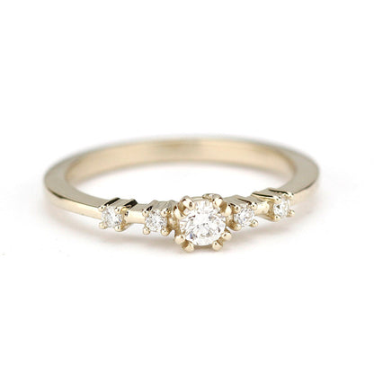 delicate engagement ring, minimalist white gold ring, dainty engagement ring | R246NWG - NOOI JEWELRY