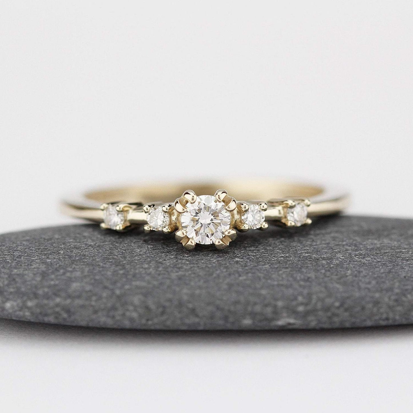 delicate engagement ring, minimalist white gold ring, dainty engagement ring | R246NWG - NOOI JEWELRY