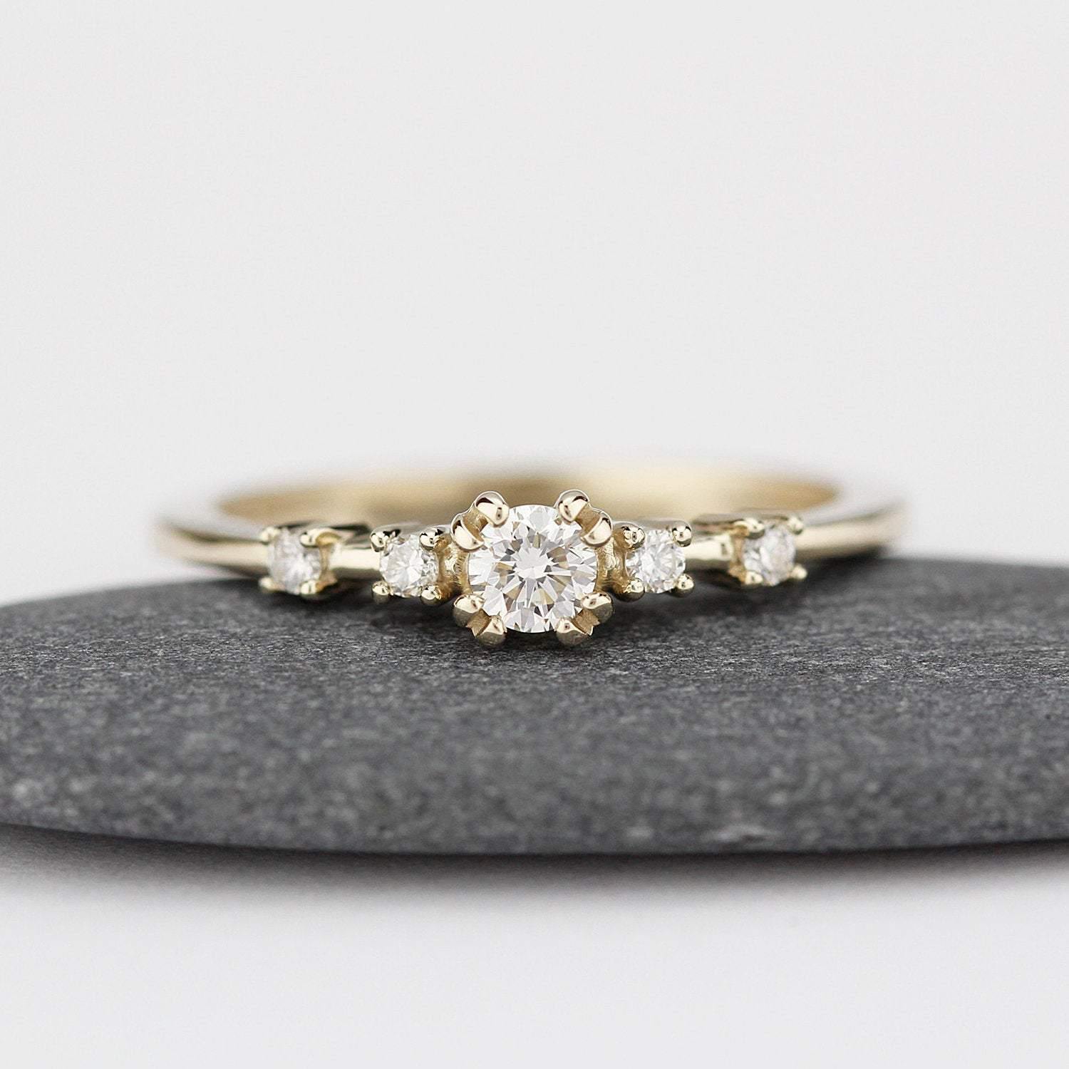 delicate engagement ring, minimalist white gold ring, dainty engagement ring | R246NWG - NOOI JEWELRY