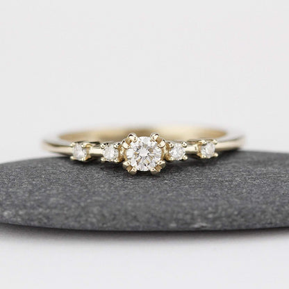 delicate engagement ring, minimalist white gold ring, dainty engagement ring | R246NWG - NOOI JEWELRY