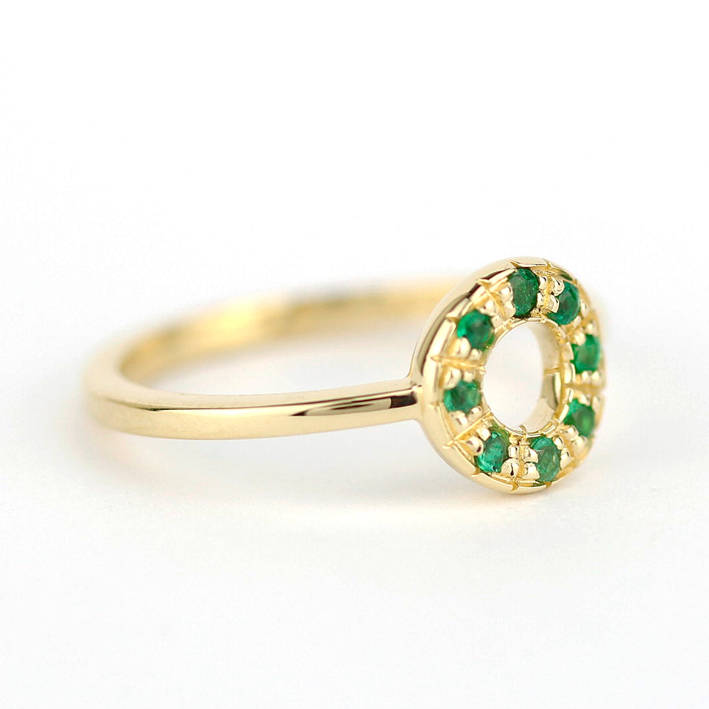 open circle engagement ring emerald - NOOI JEWELRY