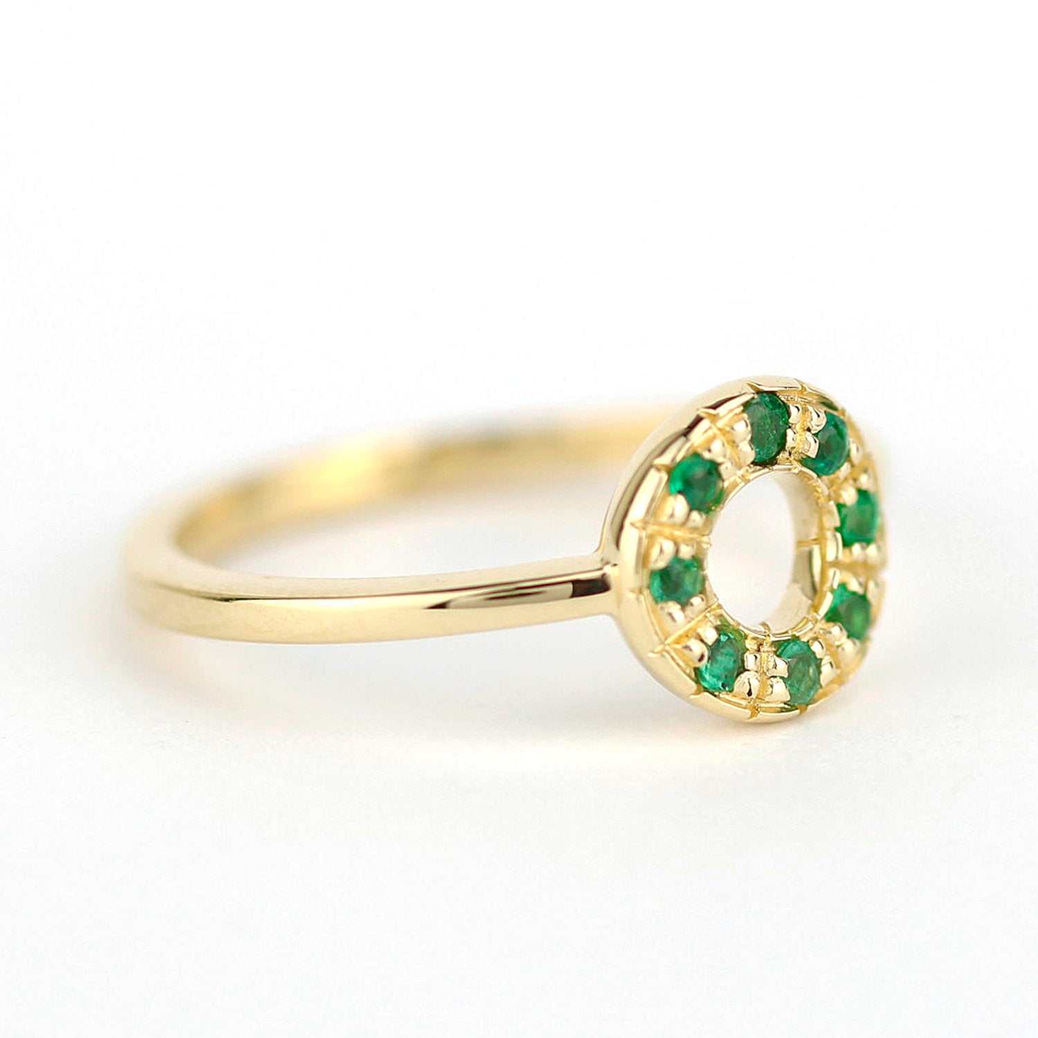 open circle engagement ring emerald - NOOI JEWELRY