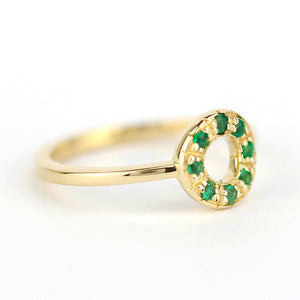open circle engagement ring emerald - NOOI JEWELRY