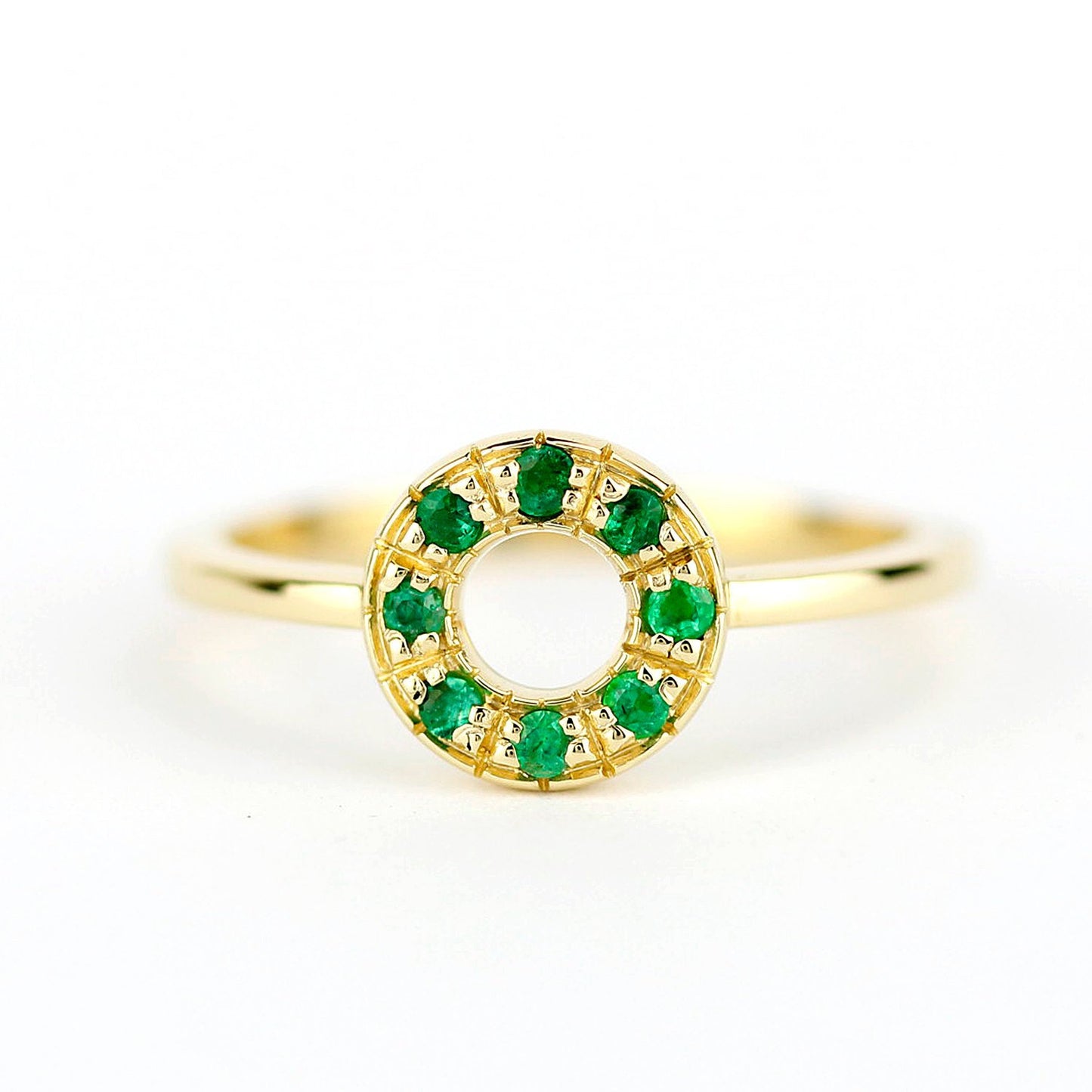 open circle engagement ring emerald - NOOI JEWELRY