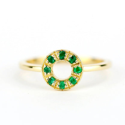open circle engagement ring emerald - NOOI JEWELRY