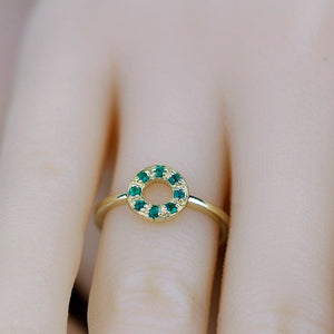 open circle engagement ring emerald - NOOI JEWELRY