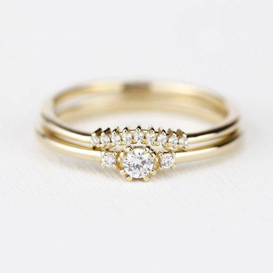 Bridal set rings, Engagement ring, bridal set jewellery, Bridal ring set, Bridal ring gold, diamond wedding band, bridal ring - NOOI JEWELRY