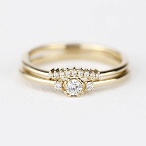 Bridal set rings, Engagement ring, bridal set jewellery, Bridal ring set, Bridal ring gold, diamond wedding band, bridal ring - NOOI JEWELRY