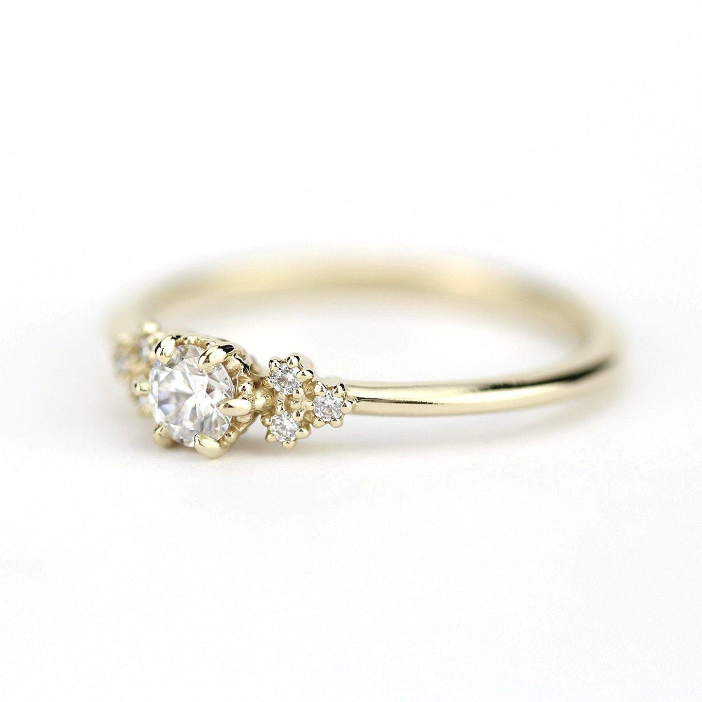 delicate diamond engagement ring | round diamond engagement rings thin band unique - NOOI JEWELRY