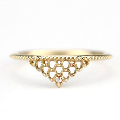 filigree wedding band with diamond - NOOI JEWELRY