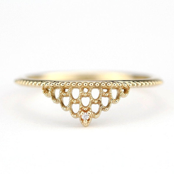 filigree wedding band with diamond - NOOI JEWELRY