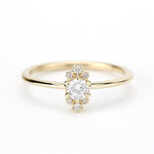 Diamond cluster engagement ring unique - NOOI JEWELRY