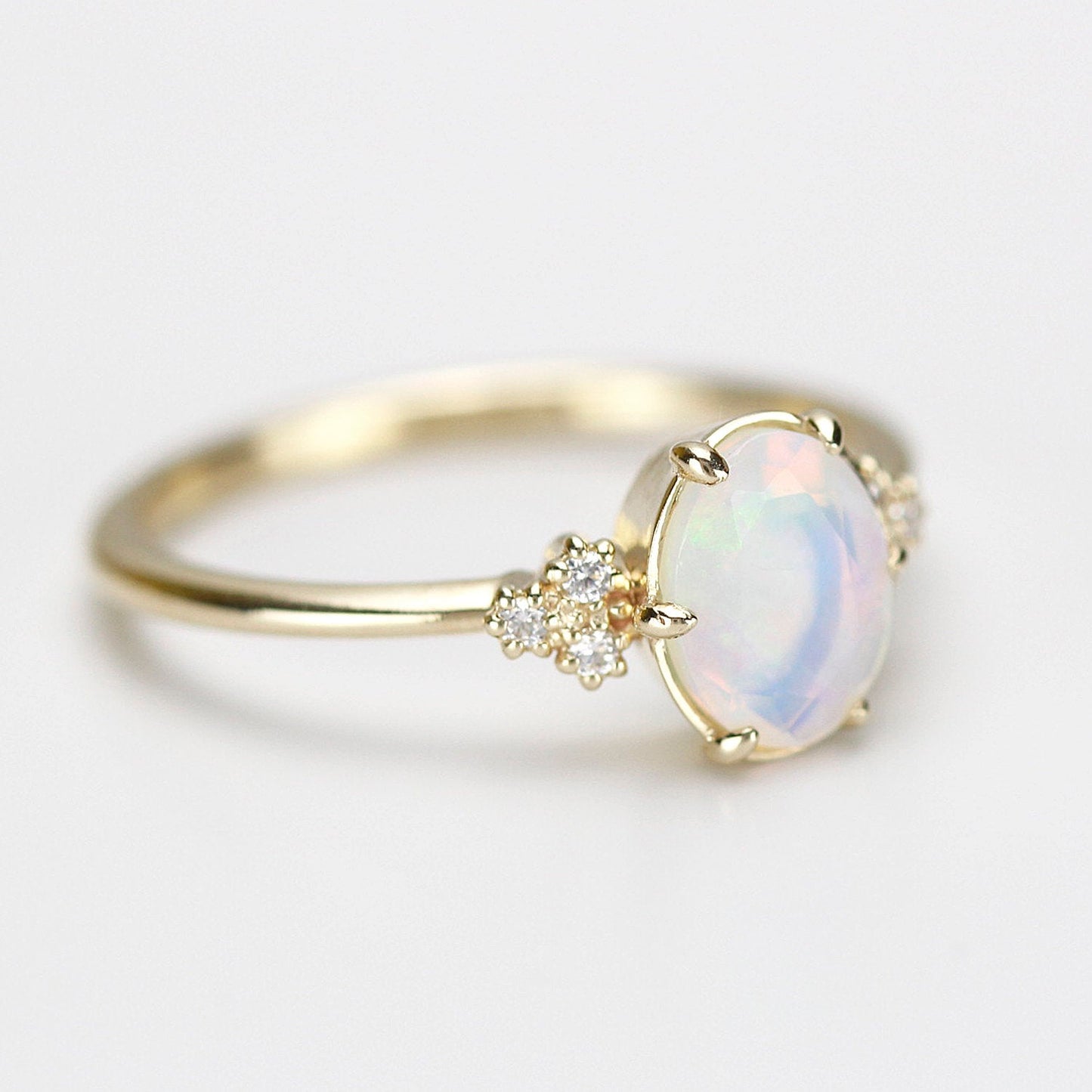 oval opal engagement ring diamonds - NOOI JEWELRY