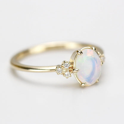oval opal engagement ring diamonds - NOOI JEWELRY