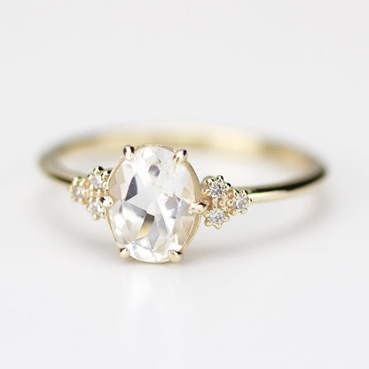 White topaz and diamond engagement ring simple - NOOI JEWELRY