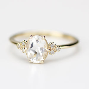White topaz and diamond engagement ring simple - NOOI JEWELRY