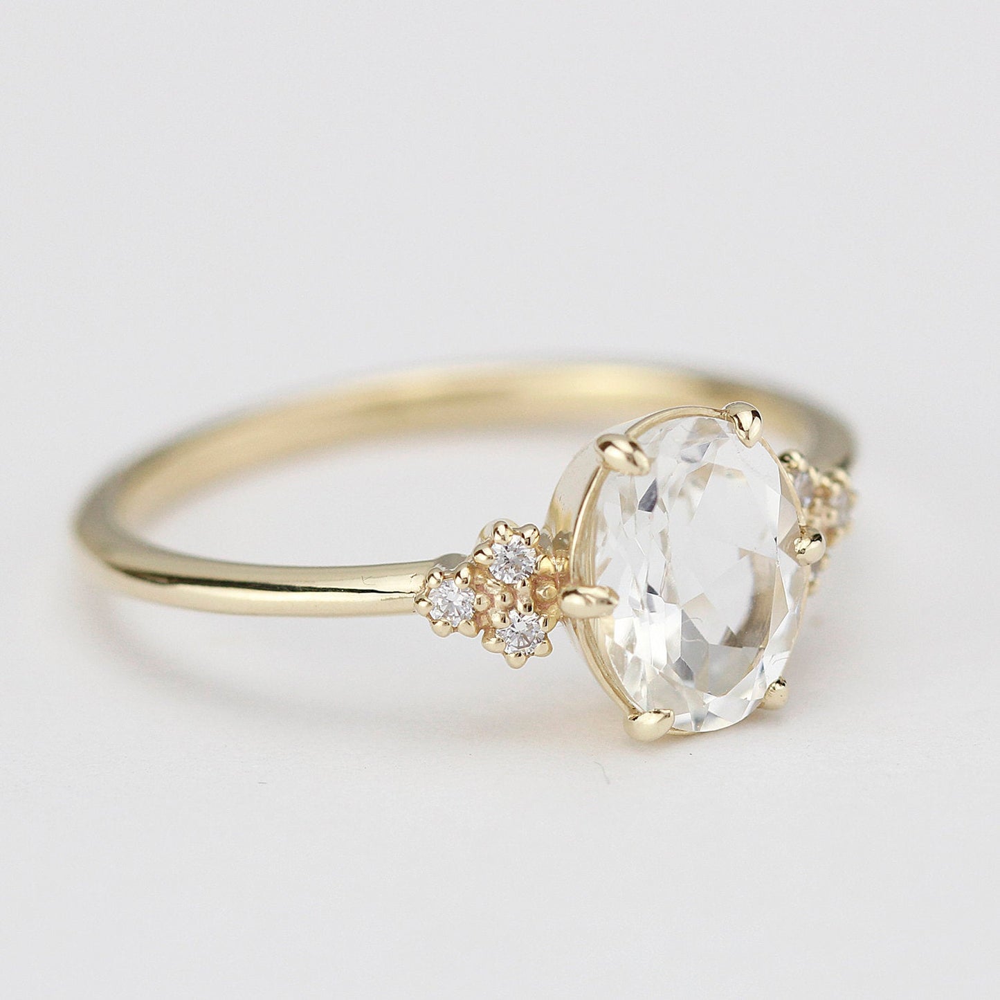White topaz and diamond engagement ring simple - NOOI JEWELRY