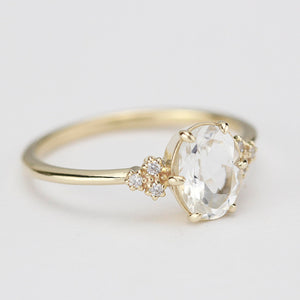White topaz and diamond engagement ring simple - NOOI JEWELRY