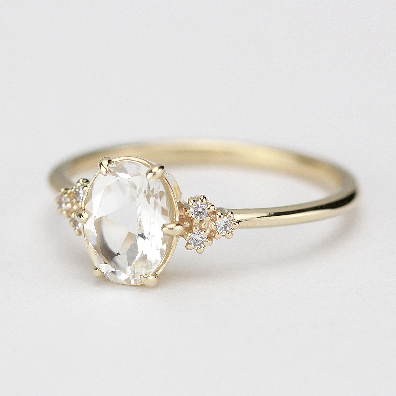 White topaz and diamond engagement ring simple - NOOI JEWELRY