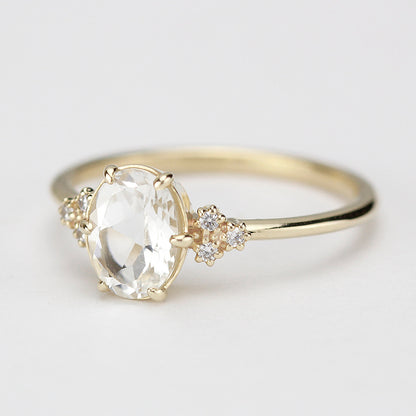 White topaz and diamond engagement ring simple - NOOI JEWELRY