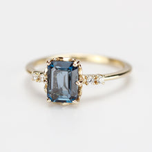 Load image into Gallery viewer, Emerald cut London blue topaz and diamond engagement ring - NOOI JEWELRY