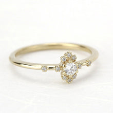 Load image into Gallery viewer, dainty engagement ring simple diamonds | small diamond cluster ring - NOOI JEWELRY