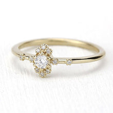 Load image into Gallery viewer, dainty engagement ring simple diamonds | small diamond cluster ring - NOOI JEWELRY