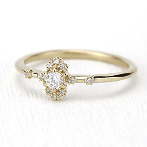 dainty engagement ring simple diamonds | small diamond cluster ring - NOOI JEWELRY