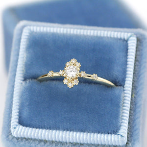 dainty engagement ring simple diamonds | small diamond cluster ring - NOOI JEWELRY