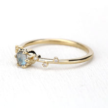 Load image into Gallery viewer, labradorite and diamond engagement ring, simple ring 18k gold - NOOI JEWELRY