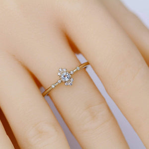 aquamarine engagement ring with diamonds,18k yellow gold - NOOI JEWELRY