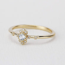 Load image into Gallery viewer, aquamarine engagement ring with diamonds,18k yellow gold - NOOI JEWELRY