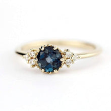 Load image into Gallery viewer, Delicate cluster engagement ring London Blue Topaz and diamonds - NOOI JEWELRY