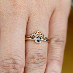 Black Diamond engagement ring, black diamond ring, Black diamond wedding set, black diamond engagement ring 18 carat, engagement ring 18k - NOOI JEWELRY