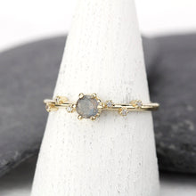 Load image into Gallery viewer, simple diamond ring, labradorite engagement ring, minimalist engagement ring, delicate diamond ring, unique modern ring, simple ring