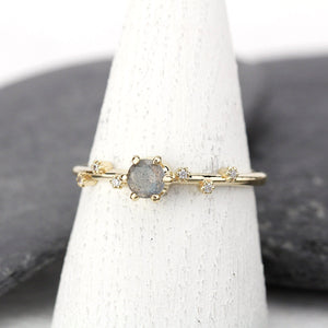 simple diamond ring, labradorite engagement ring, minimalist engagement ring, delicate diamond ring, unique modern ring, simple ring