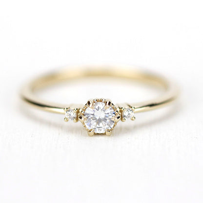 simple engagement ring, delicate engagement ring, dainty engagement ring, minimalist engagement ring, cluster ring, Made in Italy | R252WD