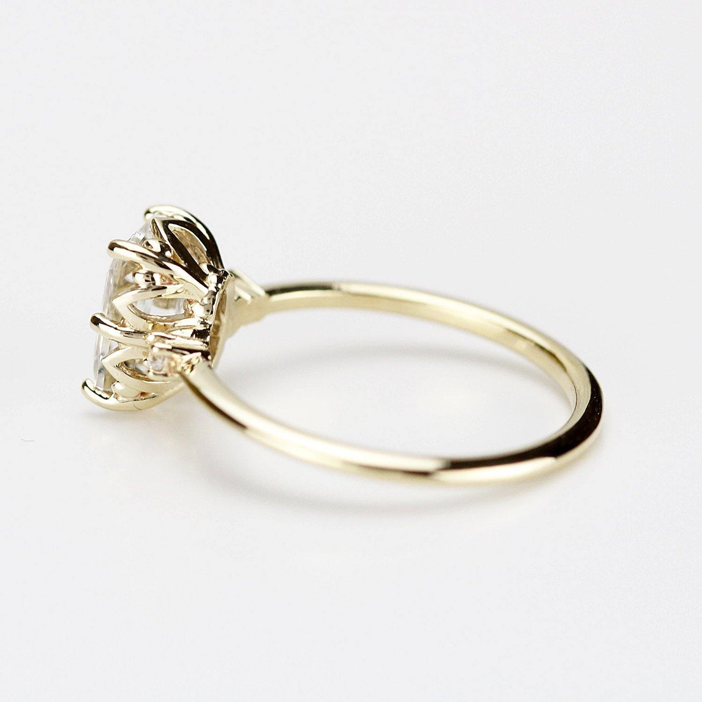 diamond engagement ring, emerald cut engagement ring, minimalist engagement ring, engagement ring, delicate ring, unique engagement ring - NOOI JEWELRY