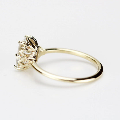 diamond engagement ring, emerald cut engagement ring, minimalist engagement ring, engagement ring, delicate ring, unique engagement ring - NOOI JEWELRY