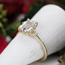 Load image into Gallery viewer, diamond engagement ring, emerald cut engagement ring, minimalist engagement ring, engagement ring, delicate ring, unique engagement ring - NOOI JEWELRY