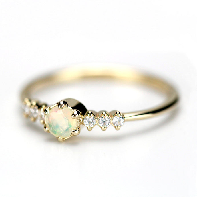 engagement ring opal diamond - NOOI JEWELRY