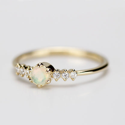 engagement ring opal diamond - NOOI JEWELRY