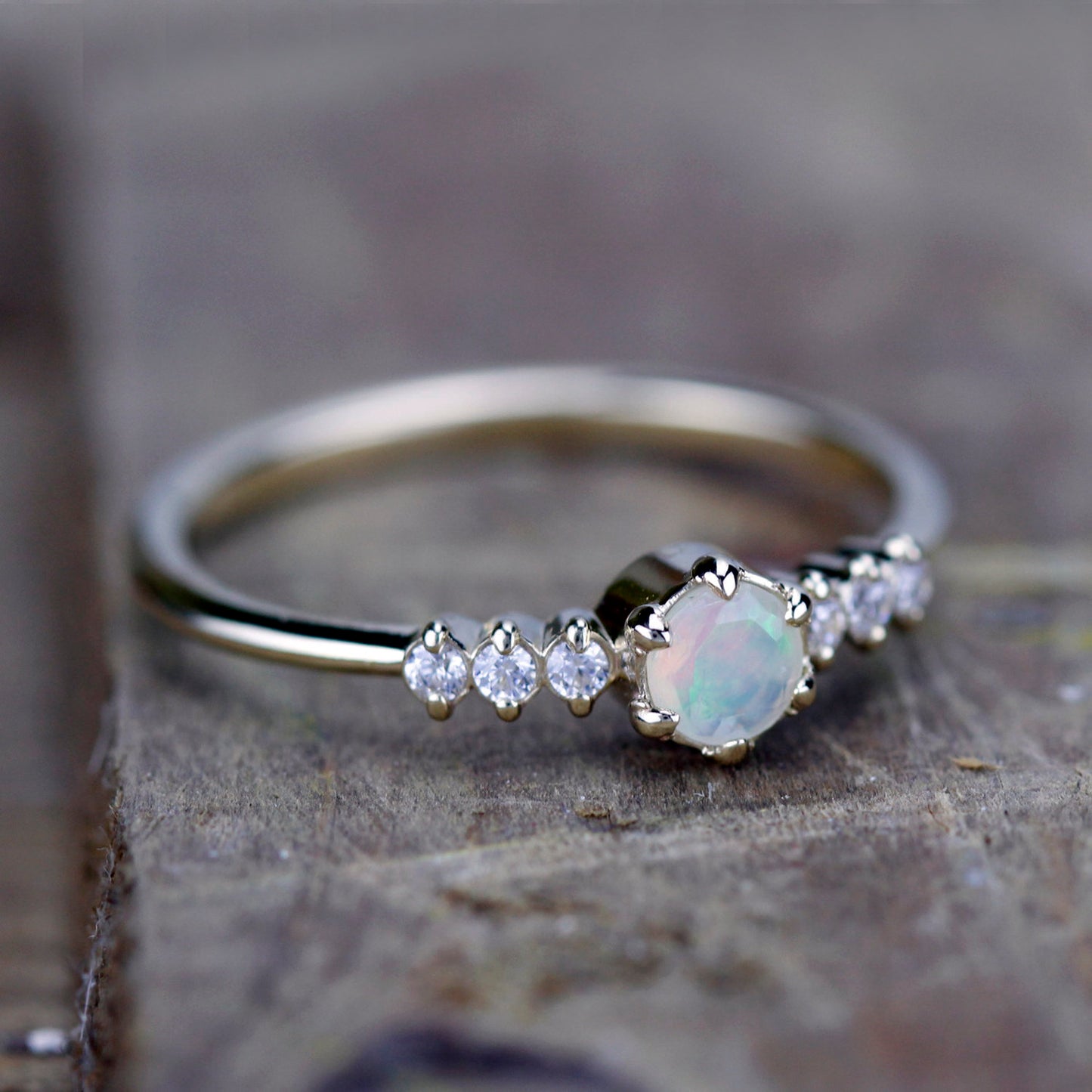 engagement ring opal diamond - NOOI JEWELRY