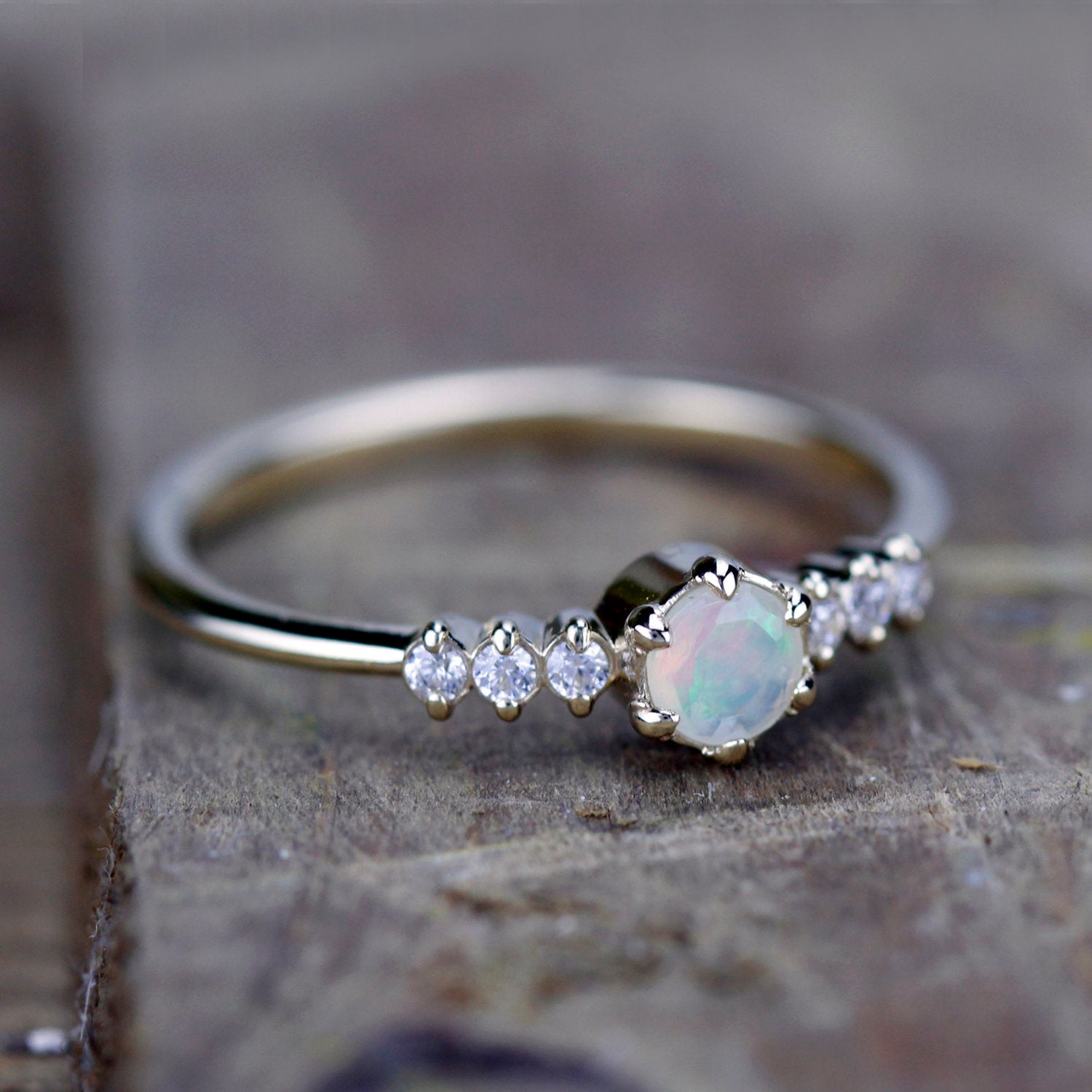 engagement ring opal diamond - NOOI JEWELRY