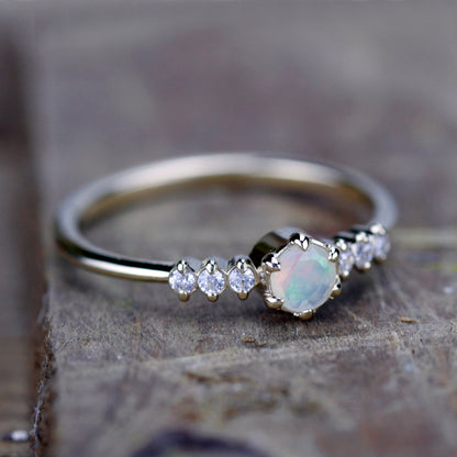 engagement ring opal diamond - NOOI JEWELRY