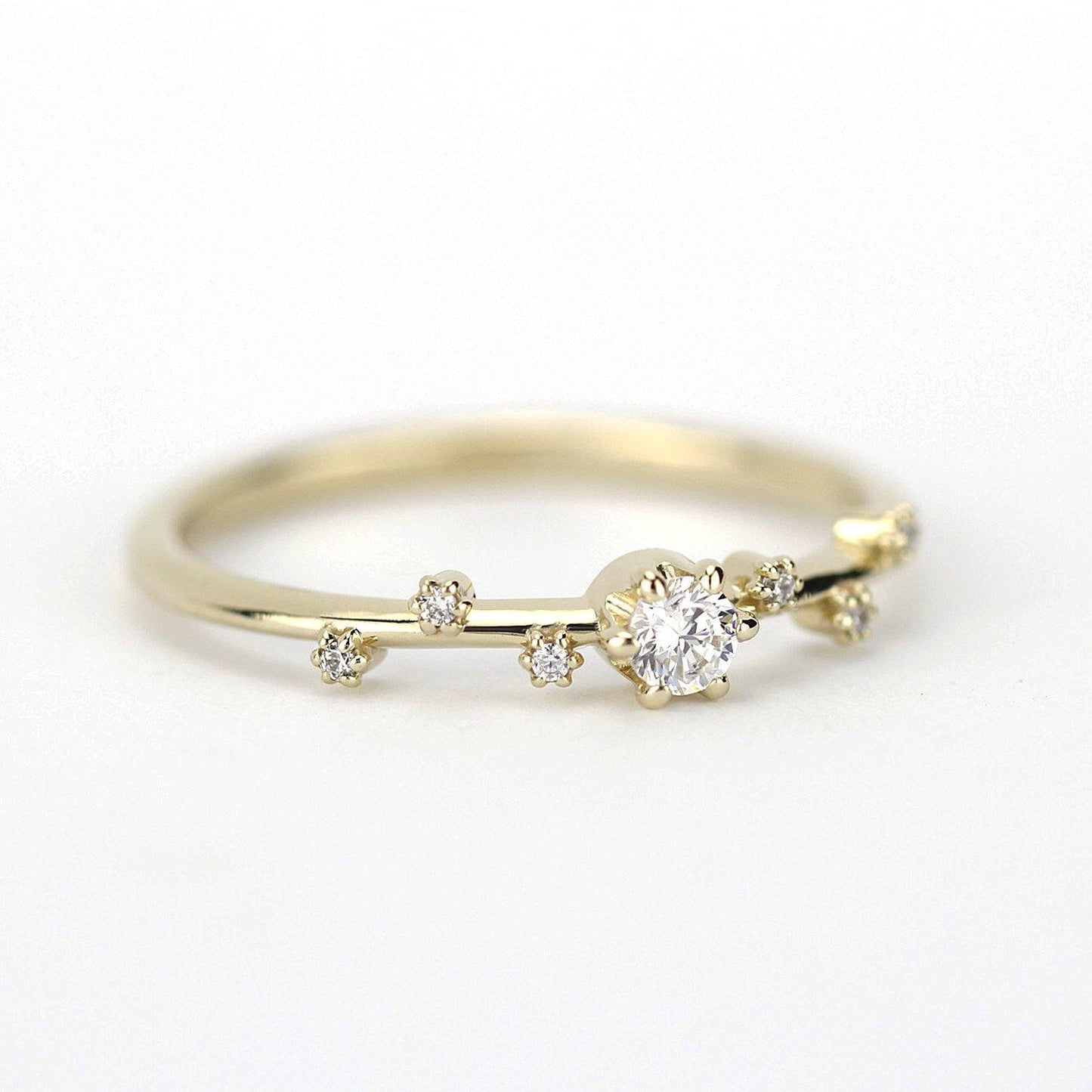 Simple diamond ring, delicate engagement ring | R250WD - NOOI JEWELRY