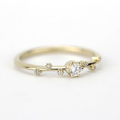 Simple diamond ring, delicate engagement ring | R250WD - NOOI JEWELRY