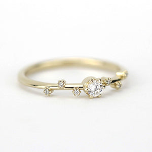 Simple diamond ring, delicate engagement ring | R250WD - NOOI JEWELRY