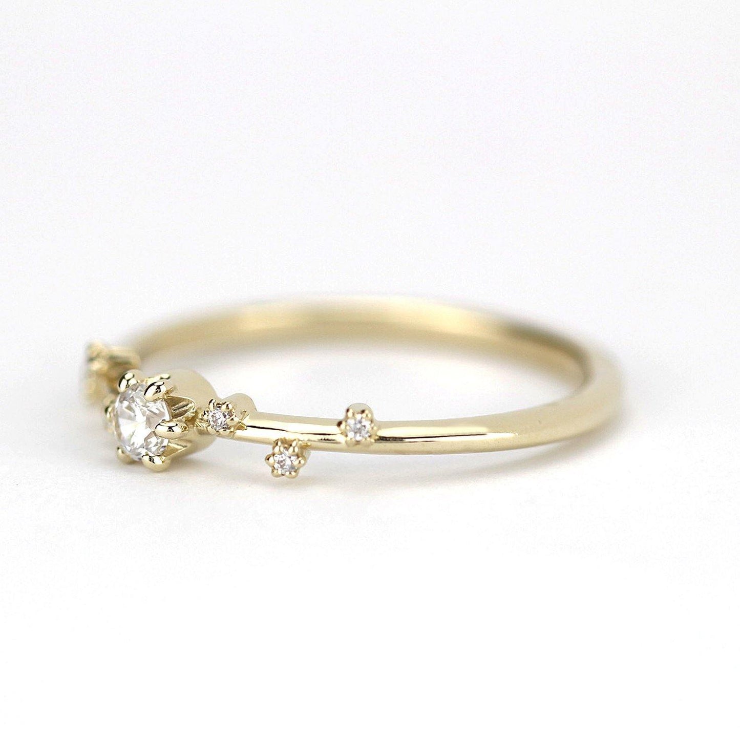 Simple diamond ring, delicate engagement ring | R250WD - NOOI JEWELRY
