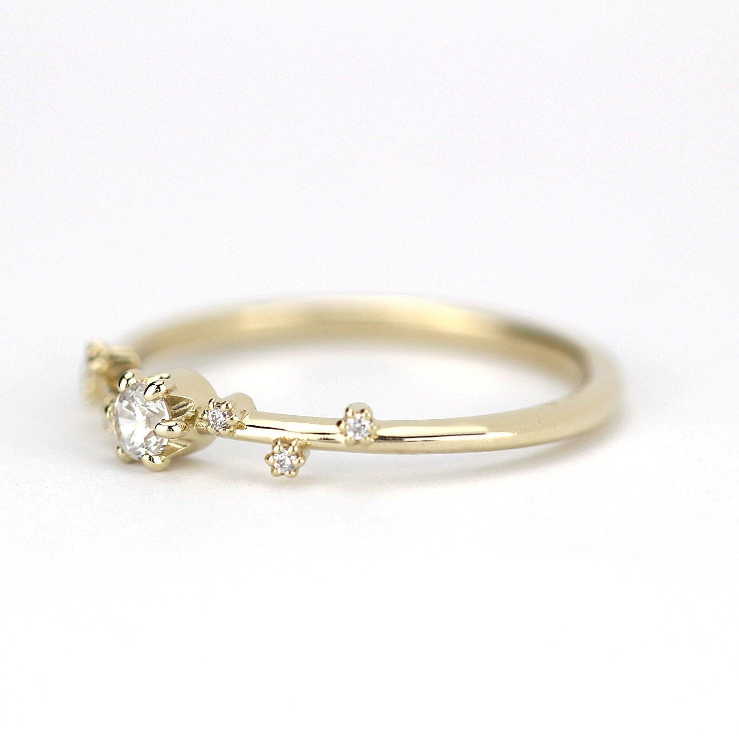 Simple diamond ring, delicate engagement ring | R250WD - NOOI JEWELRY